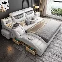 Tatami bed master bedroom large bed modern simple light luxury new style smart massage double leather bed multifunctional wedding bed