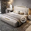 2024 new Italian light luxury leather bed 1.8m simple modern master bedroom high-end atmosphere double bed soft package wedding bed