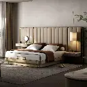 TAZA Italian leather bed master bedroom light luxury dressing table bedside table integrated bed modern villa high-end authentic furniture