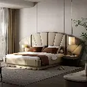 TAZA Italian light luxury leather bed designer high-end bedside cabinet integrated large flat master bedroom minimalist bed authentic