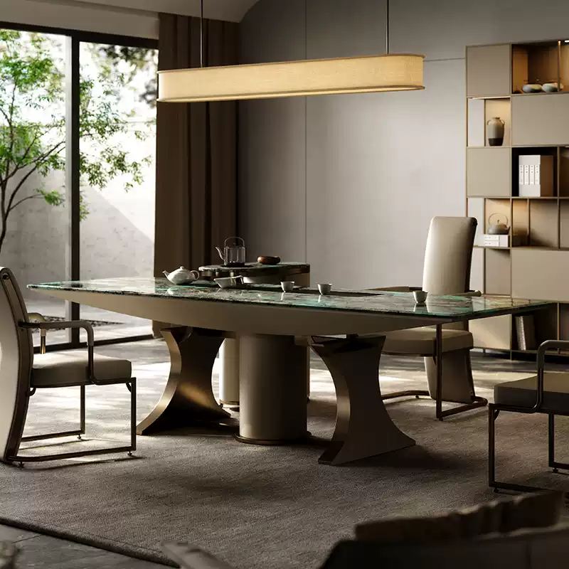 TAZA natural Amazon green luxury stone tea table 2023 new large flat designer furniture modern light luxury tea table
