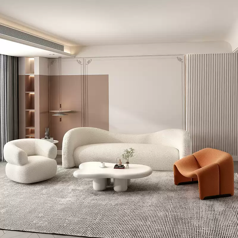 Nordic fabric sofa living room small apartment beauty salon clothing store reception lounge light luxury ins style creative