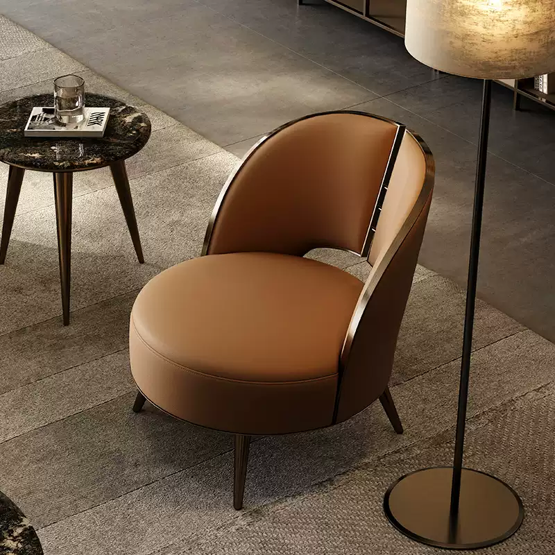 TAZA Italian style very simple sofa chair full leather 2023 designer new villa living room light luxury leisure chair