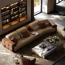 TAZA Italian luxury stone leather sofa villa whole house matching living room series modern minimalist functional sofa