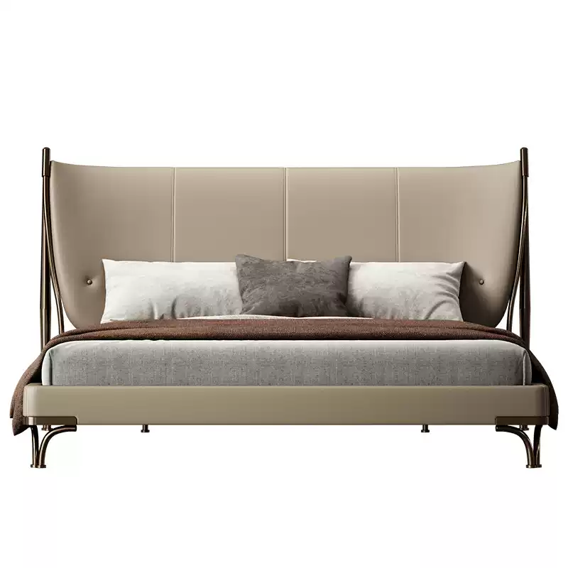 TAZA Italian light luxury chieftain bed villa large apartment master bedroom high-end furniture designer new modern leather bed