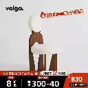 Volga | Medieval style ash wood lambskin dining chair high-end home makeup chair retro white solid wood chair