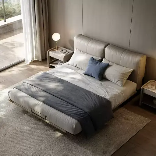 TAZA Italian light luxury bed full leather designer 2023 new large flat master bedroom modern simple double wedding bed