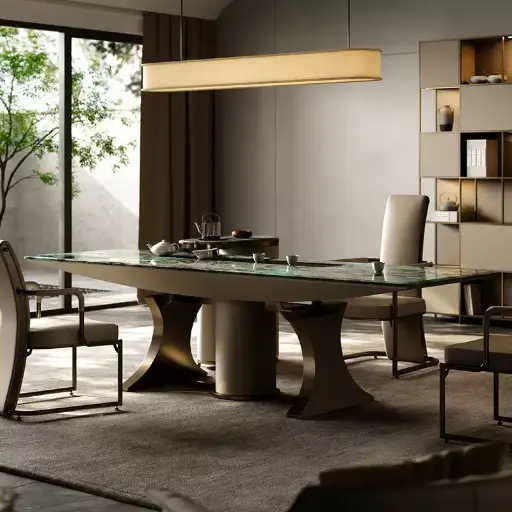 TAZA natural Amazon green luxury stone tea table 2023 new large flat designer furniture modern light luxury tea table