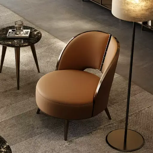 TAZA Italian style very simple sofa chair full leather 2023 designer new villa living room light luxury leisure chair