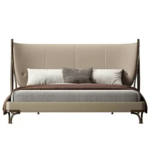 TAZA Italian light luxury chieftain bed villa large apartment master bedroom high-end furniture designer new modern leather bed
