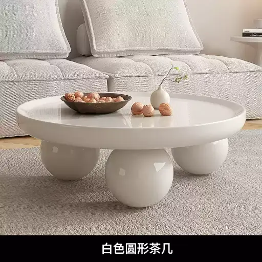 Cream style tea table living room home 2024 new small apartment light luxury high-end modern simple round tea table