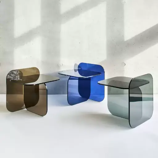 Modern simple colored transparent tempered glass side table designer movable corner table Sol Side Table